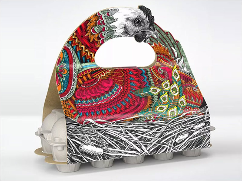 日本雞蛋紙盒包裝設(shè)計(jì)——手繪插畫母雞的造型！