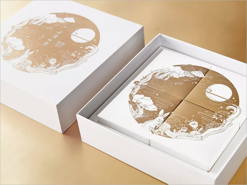 十渡心月月餅包裝設(shè)計，一個金色做出豐富完美的效果