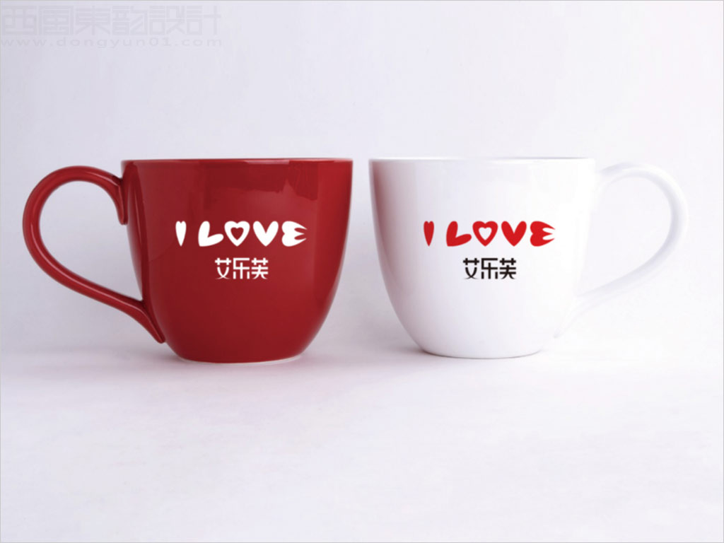 洛陽(yáng)艾樂芙酒店管理有限公司艾樂芙情侶主題酒店標(biāo)志設(shè)計(jì)之情侶茶杯應(yīng)用效果