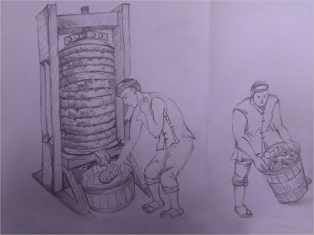 北京年糧食品有限公司壓榨一級花生油包裝設(shè)計(jì)核心元素壓榨花生油場景手繪插畫草圖