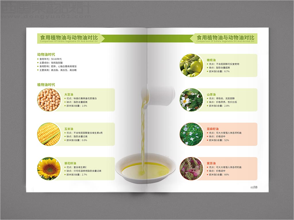 江蘇昆山天使生物科技有限公司宣傳畫(huà)冊(cè)設(shè)計(jì)之食用植物油與動(dòng)物油對(duì)比內(nèi)頁(yè)設(shè)計(jì)
