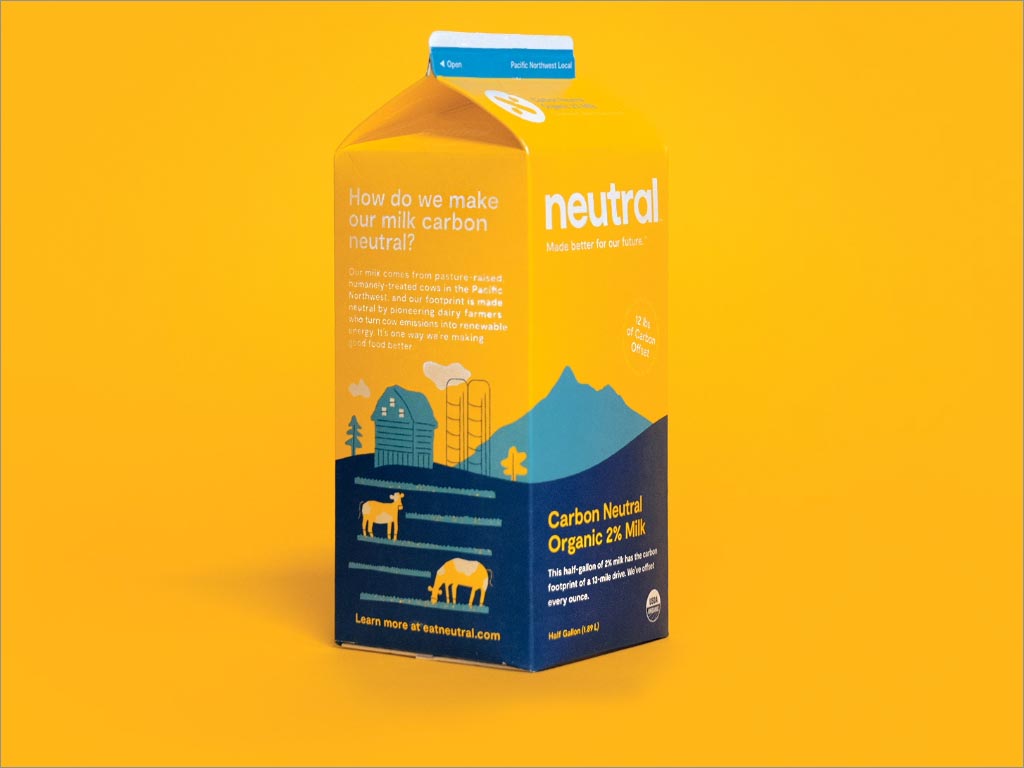 美國Neutral牛奶利樂磚包裝設計之側(cè)視圖