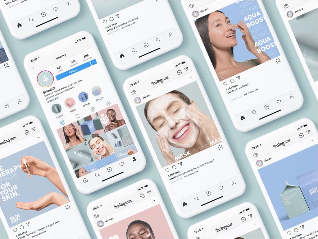 簡約的Skinery有機護膚產(chǎn)品移動端網(wǎng)站頁面設計