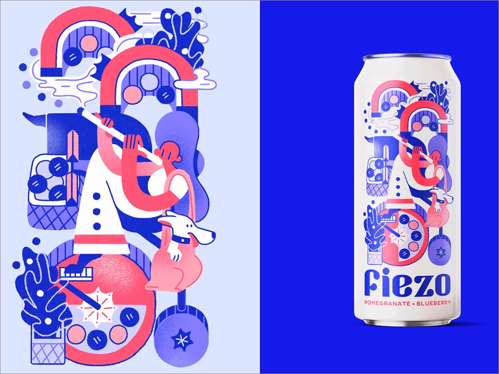 Fiezo石榴藍莓口味蘇打水包裝設(shè)計