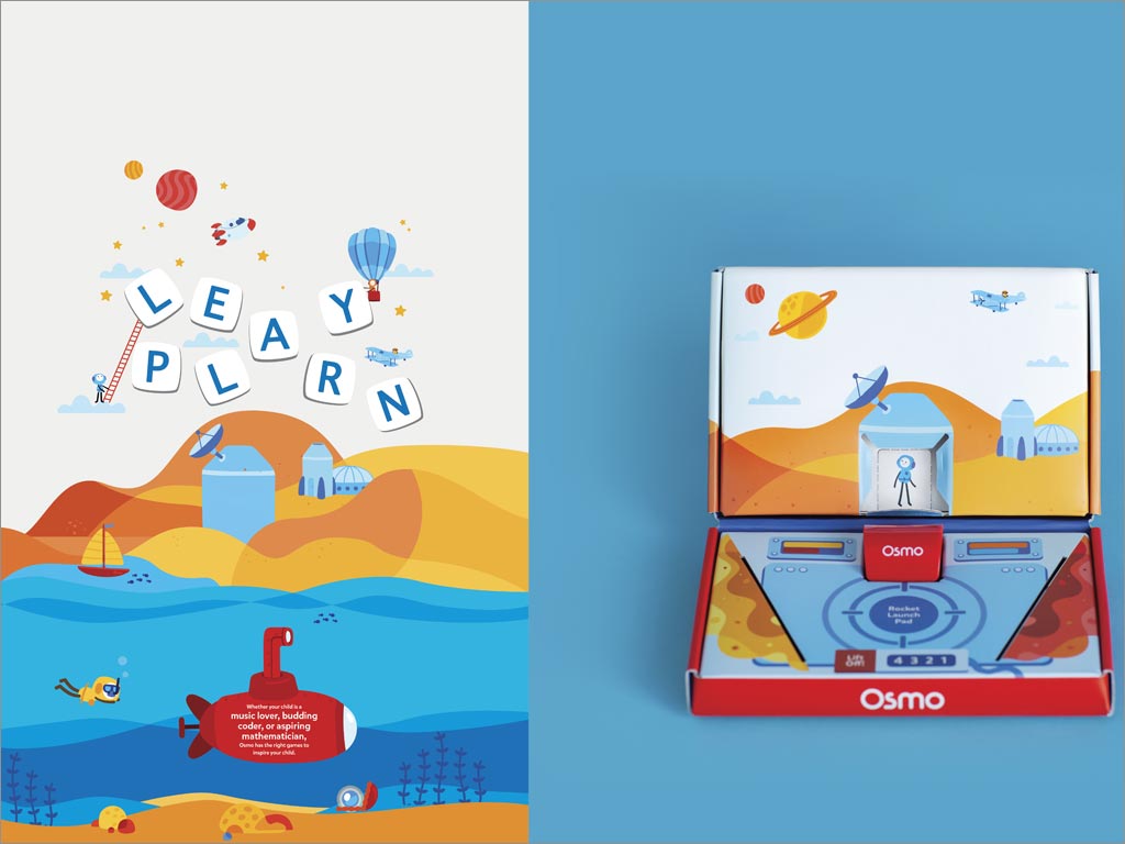 美國Osmo學(xué)習(xí)工具玩具套件包裝設(shè)計之開盒展示