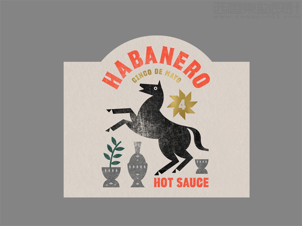 墨西哥黑馬辣醬調(diào)味品標簽包裝設計