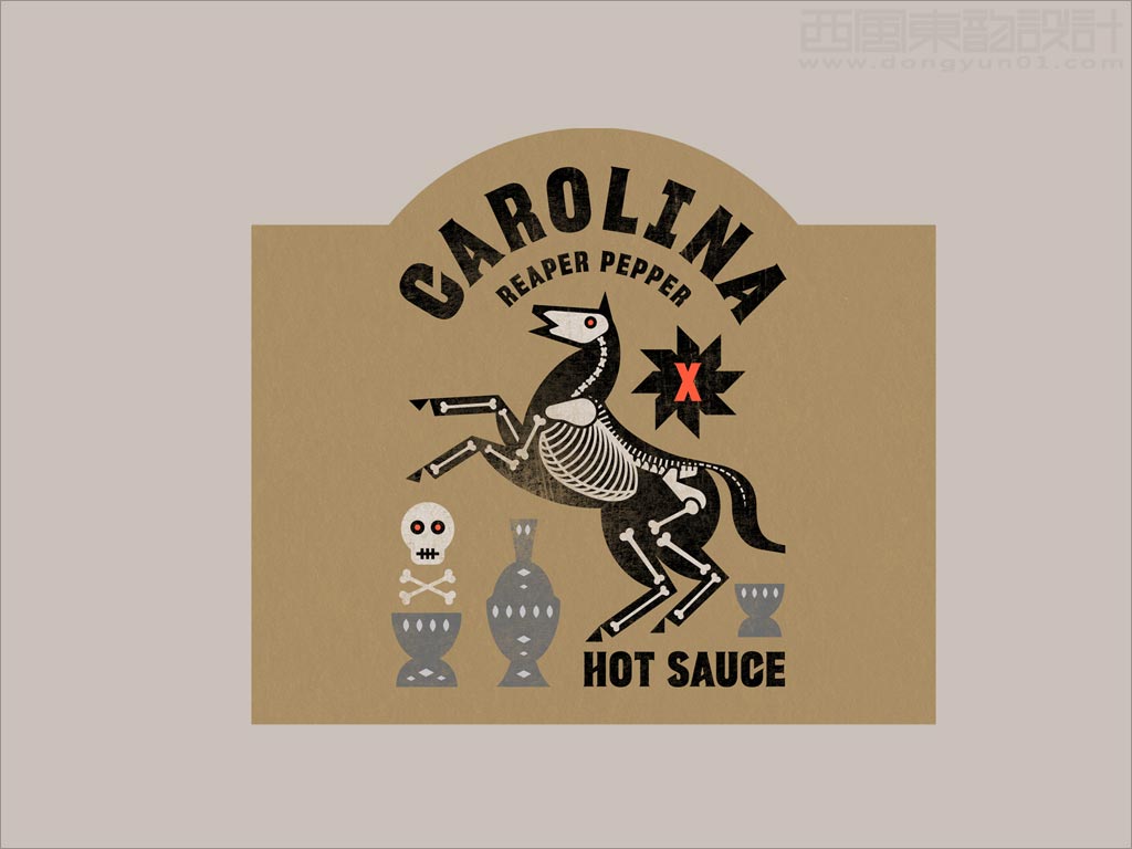 墨西哥黑馬辣醬調(diào)味品標簽包裝設計