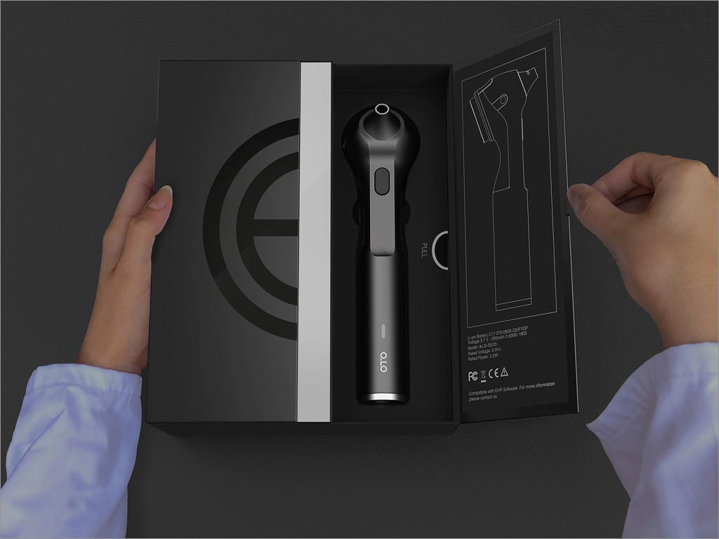 英國(guó)Oto耳朵智能檢測(cè)儀器醫(yī)療器械包裝設(shè)計(jì)之開(kāi)盒展示