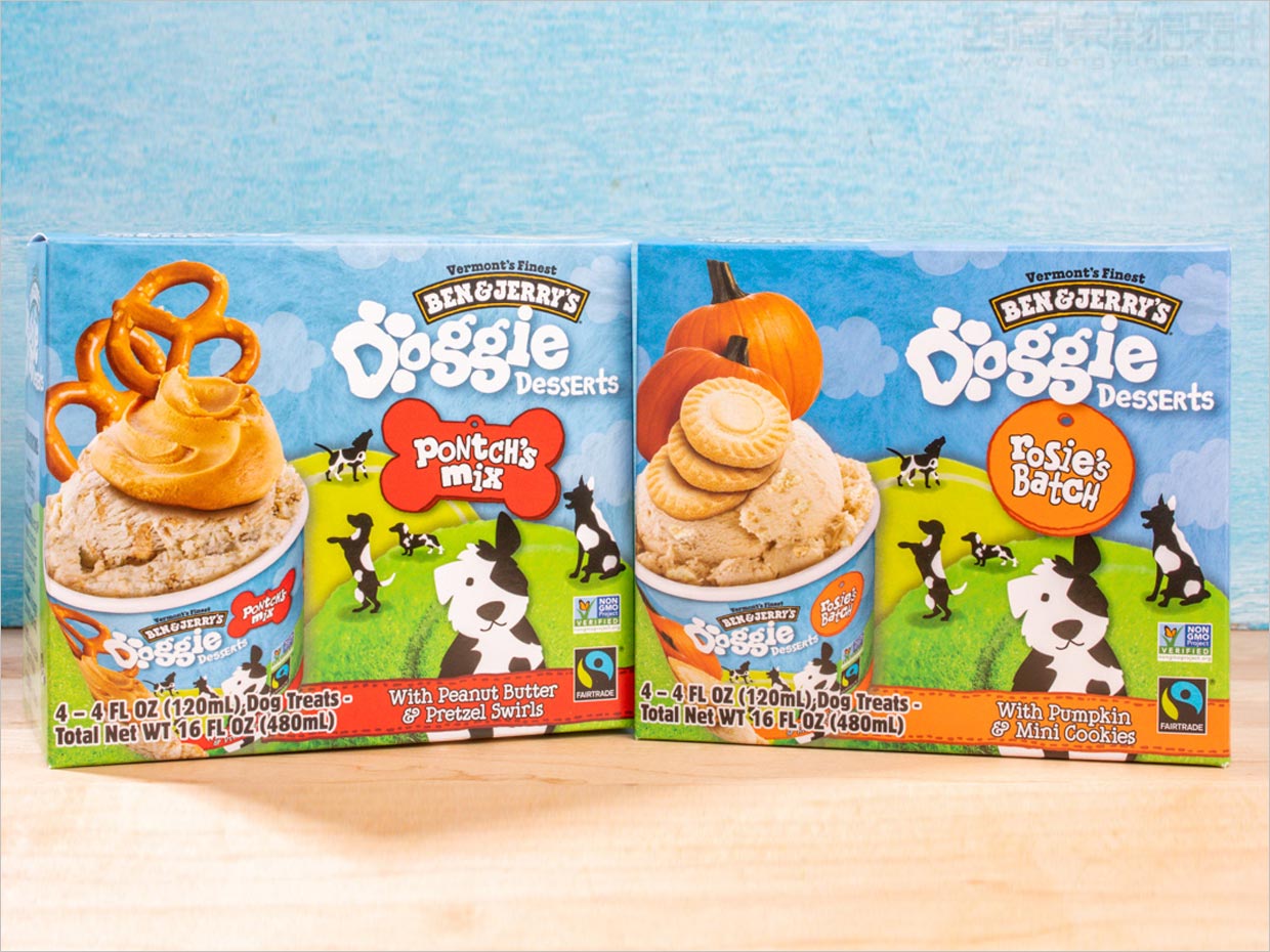 美國Doggie Desserts寵物狗冰淇淋食品包裝盒設(shè)計