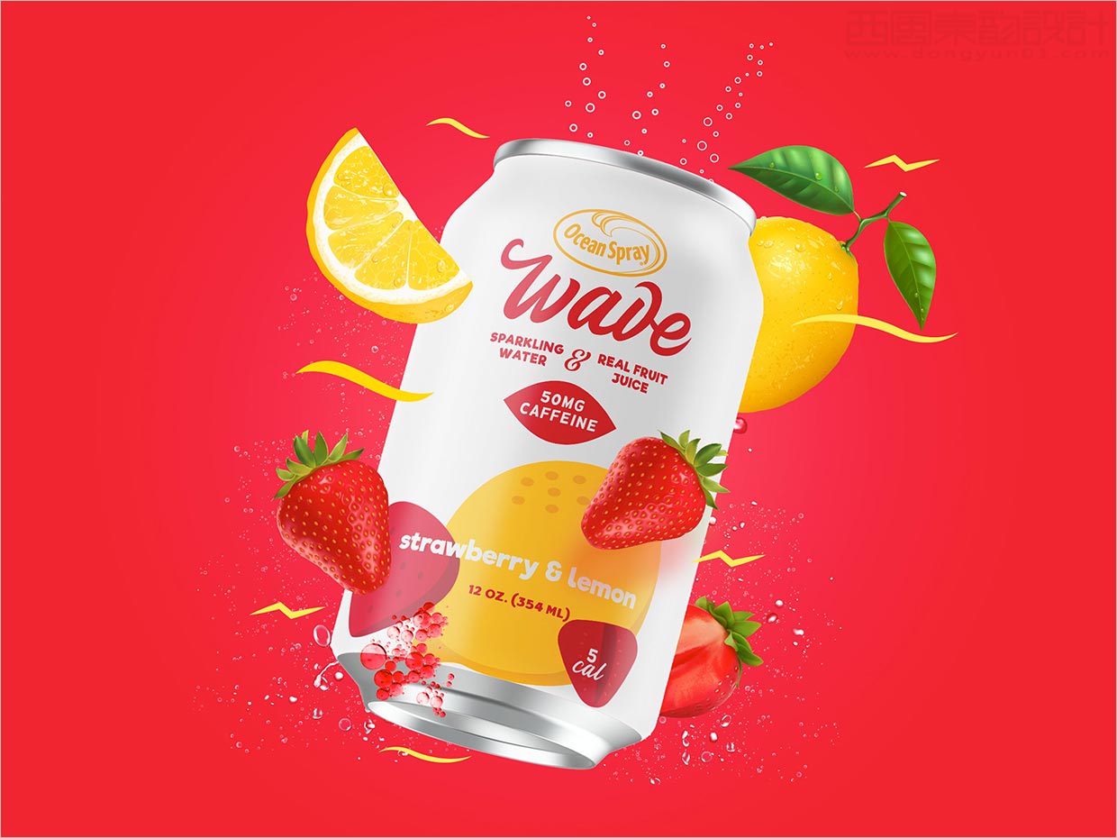 Ocean Spray檸檬味蘇打水易拉罐包裝設計