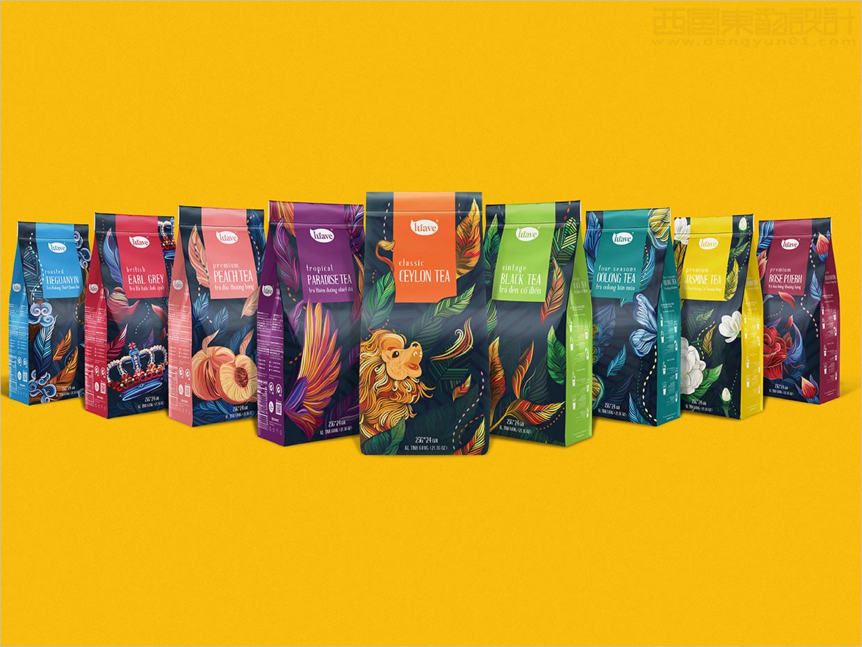 采用鮮活插圖的越南Luave Tea茶包裝設(shè)計