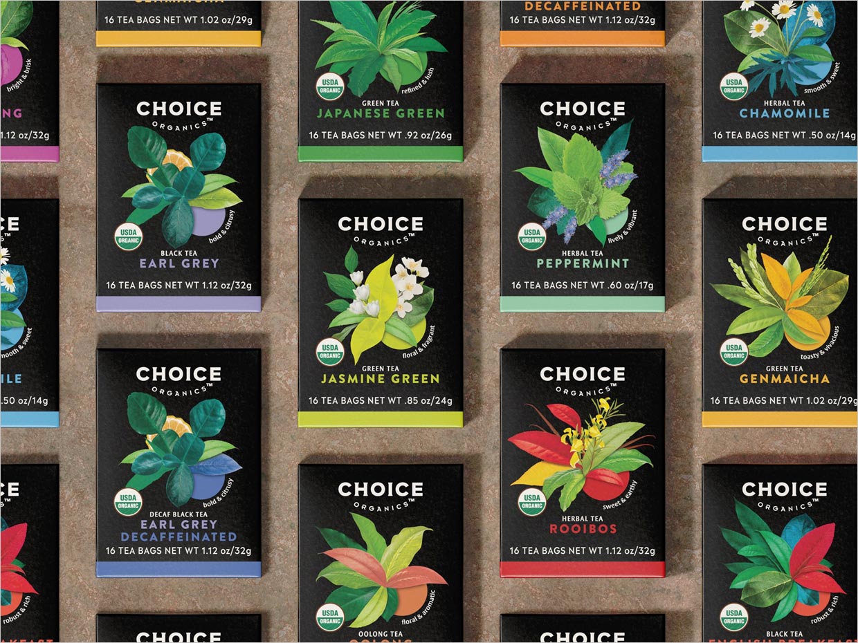 美國Choice Organics Teas有機(jī)茶葉飲料包裝設(shè)計集合圖