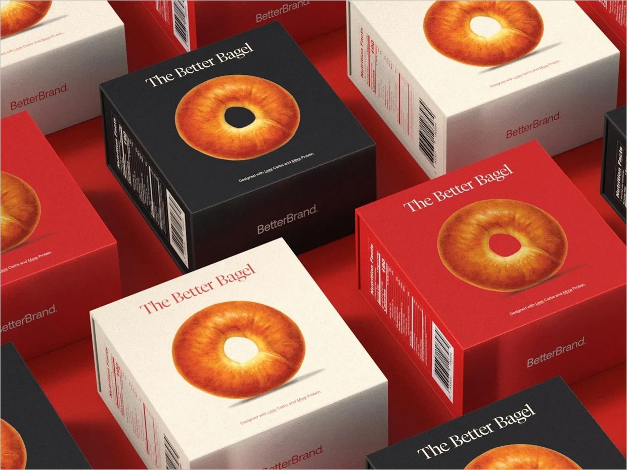 極簡風格的Better Bagel面包食品包裝設計